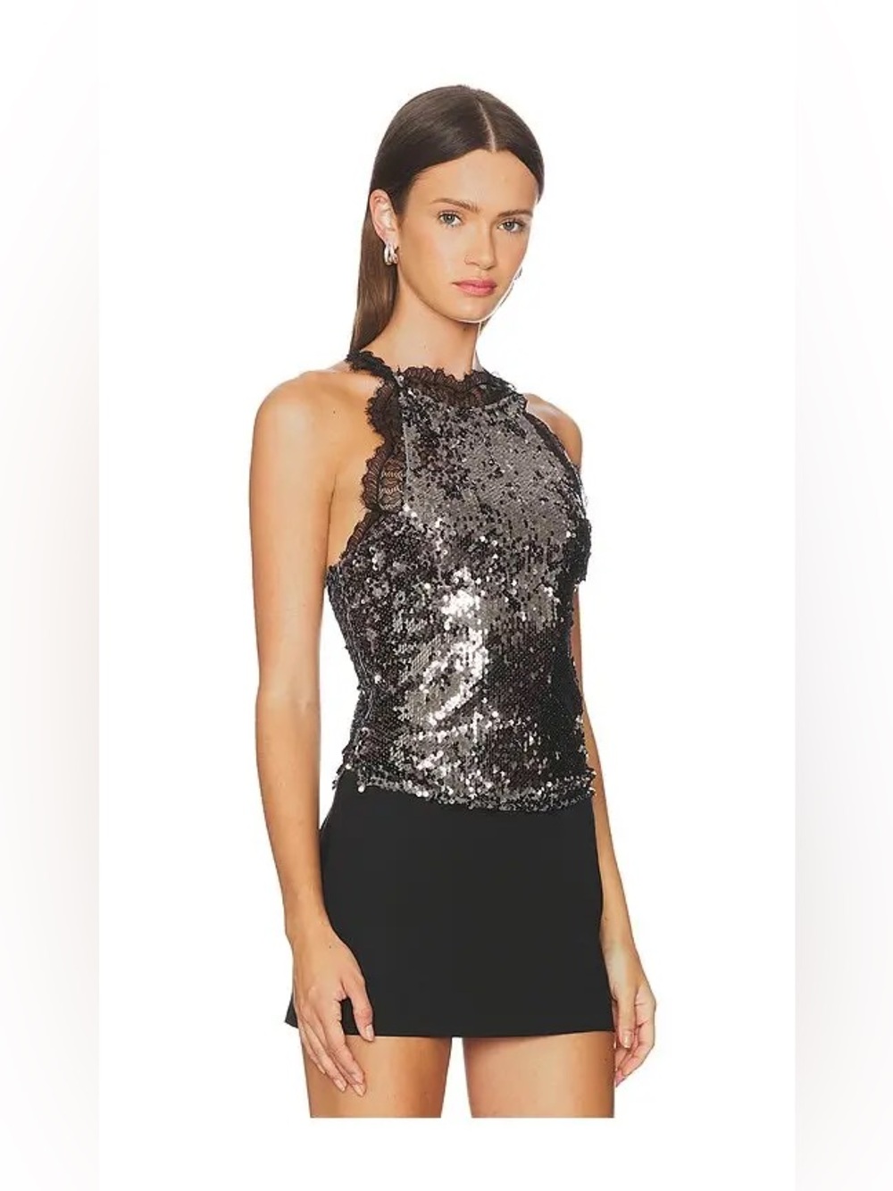 🆕 Free People Take Me Away Sequin Halter Tank Top NWT SZ MED